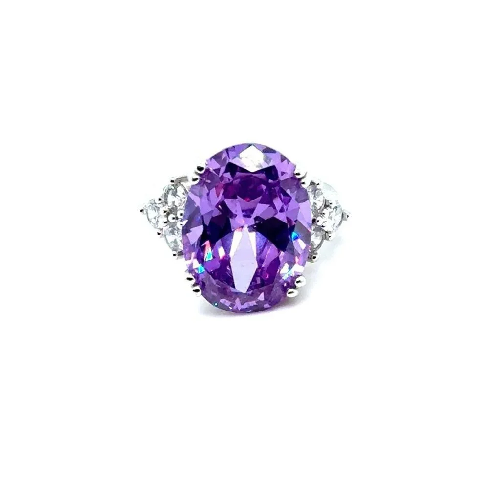 Oval‎ Shaped Amethyst Silver 925 Ring